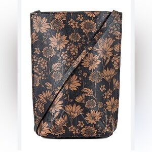 Ganni French Roast Painted Black and Brown Floral Crossbody Bag